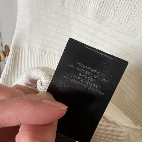 Balmain White Button Embellished Square Neck Rib Knit Mini Bodycon Dress 38 / 6  - Picture 11 of 14